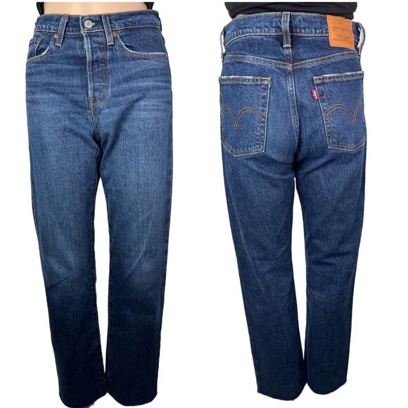 Levi's Denim - Levi's Wedgie Straight Leg Stretch Medium Wash Raw Hems Jeans